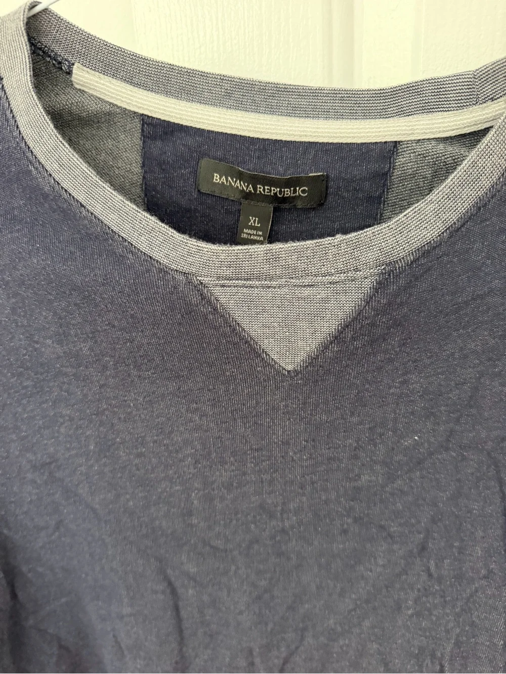 Banana Republic Navy and Light Gray Long-Sleeve Crew Sweatshirt. New